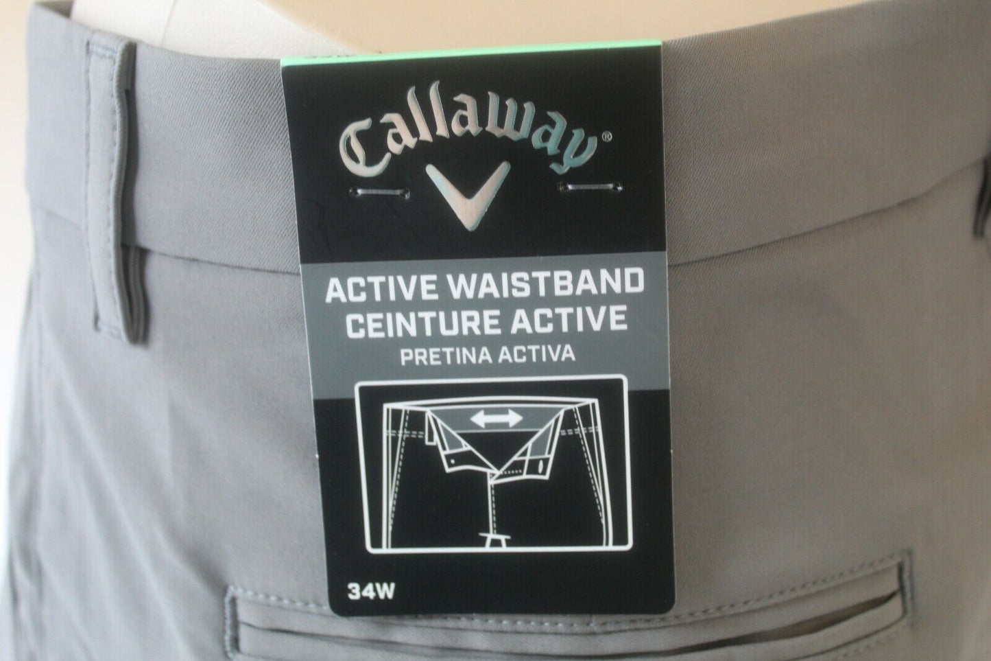 *NWT* $65.  MENS CALLAWAY OPTI DRI  STRETCH GOLF SHORTS GRAY Sz 34W