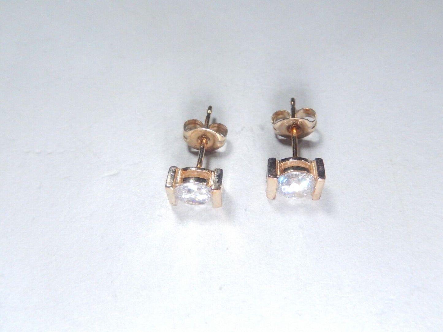 *VINTAGE*  Vermeil Gold Over Sterling Silver  3/4 CT CZ Stud Earrings
