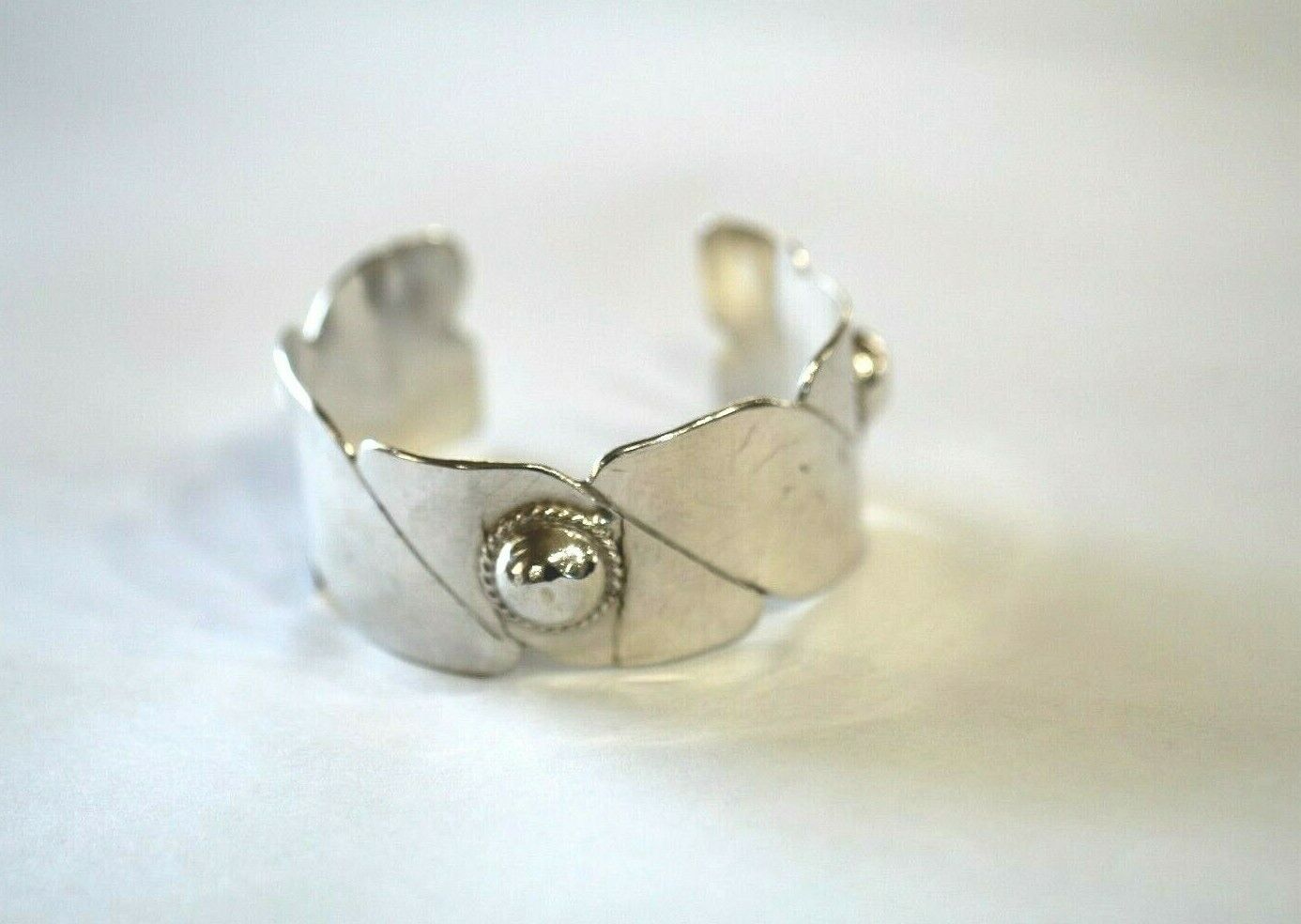 Rare Vintage 925 Sterling Silver Mexico Ball Beads Wide Cuff Bracelet 29 Grams