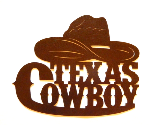 ~NEW~ 14ga.  "TEXAS COWBOY HAT"   Powder Coated Western Metal Art - 13" x 10"