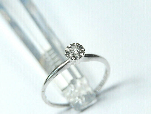 *NWT* Solid 14K White Gold Diamond Solitaire Engagement Ring Size 8.25