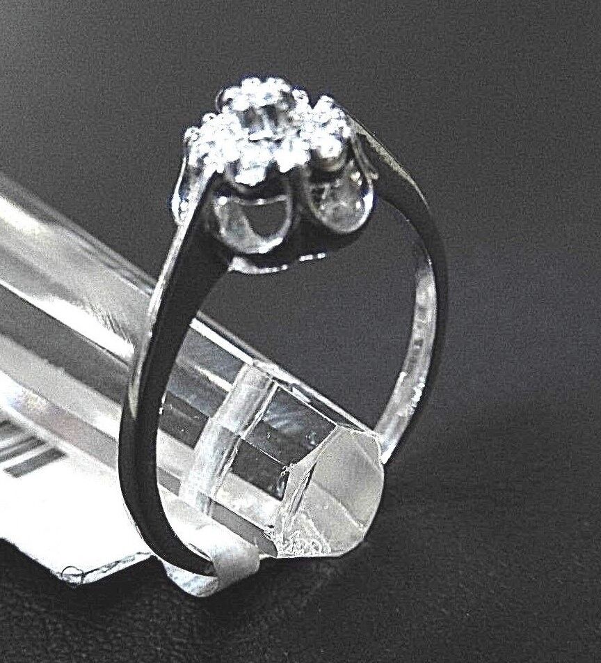 Solid 14K White Gold Natural Diamond Halo Cluster Ring Size 5.75