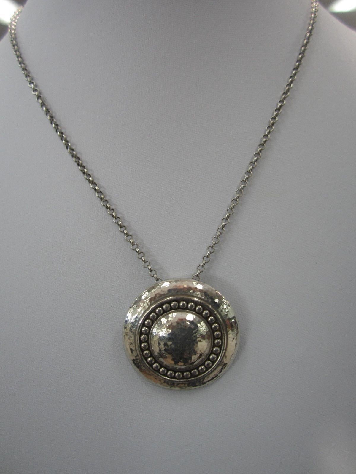 RETIRED Brighton Silver Plated Gorgeous Round Disc with16"-18" Necklace