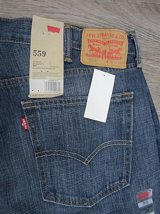 NWT Levi's 559 Men's Relaxed Straight Fit Jeans Medium Blue Wash 005594258