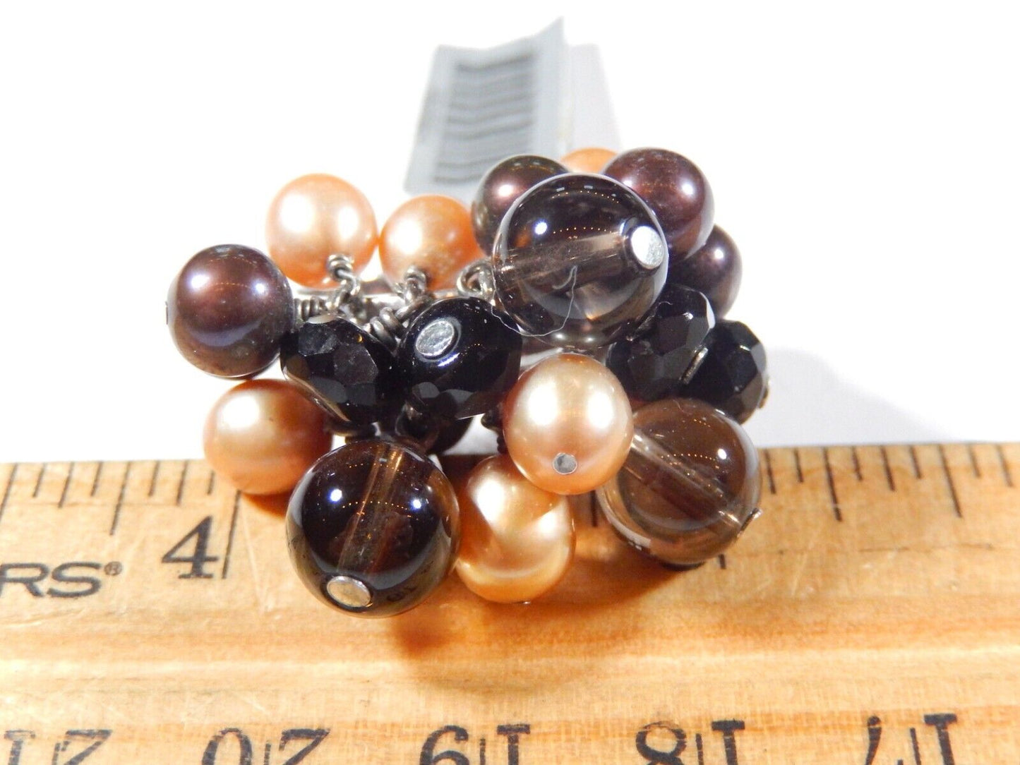 *VINTAGE*  LARGE BEAUTIFUL  STERLING SILVER PEARL DANGLE COCKTAIL RING SIZE 7