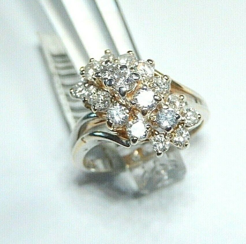 14K  Yellow Gold 1.00 CT VS 19 Round Diamond Waterfall Ladies Ring Size 7
