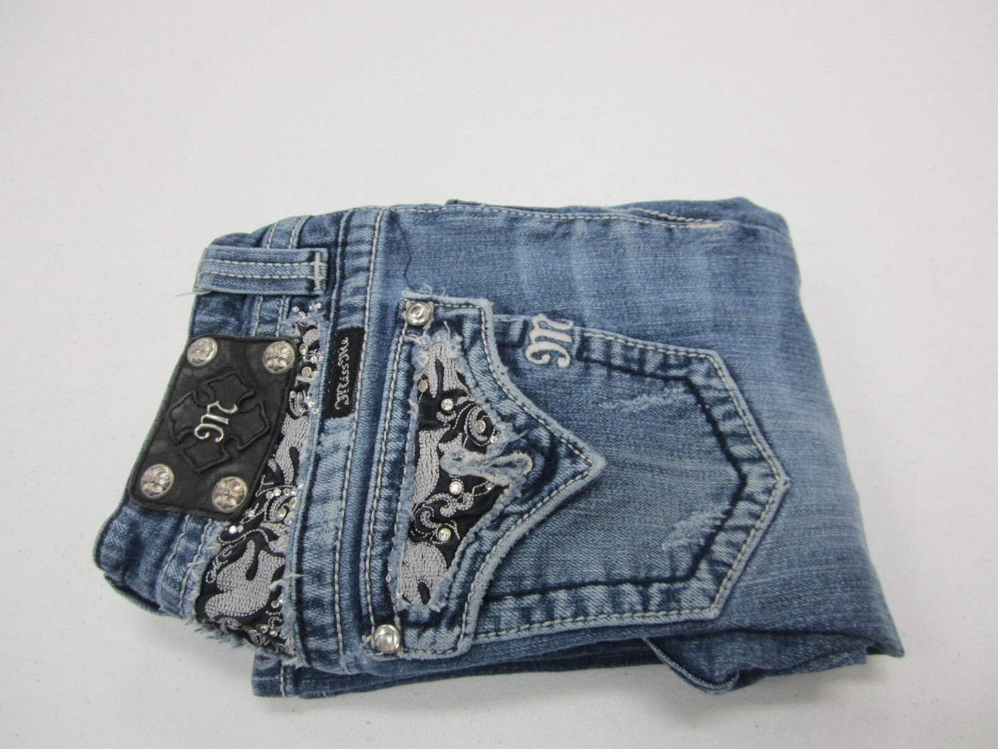 VERY NICE Miss Me Jeans JP5002-21 Boot Embellished Dove Size W26 x L34