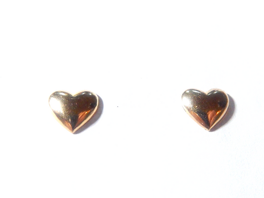 14K Yellow Gold Diamond Heart Studs Earrings