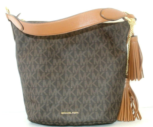 *NWT* $378. Michael Kors Signature Logo Vinyl Coated Hobo Shouder Bag Long Strap