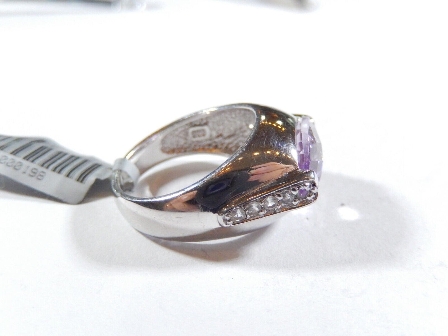 *VINTAGE*  Beautiful J & T Sterling Silver  3.50CT Oval Amethyst  Ring Size 7