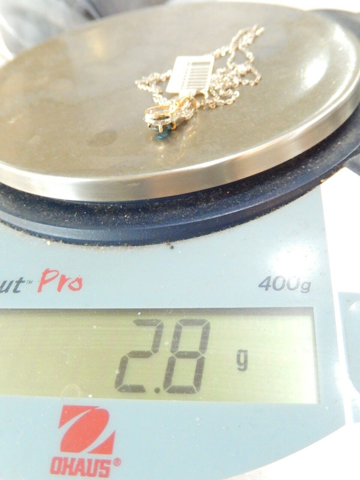 14K White & Yellow Gold Pear Sapphire & Diamond Tear Drop Enhancer w/18" Chain