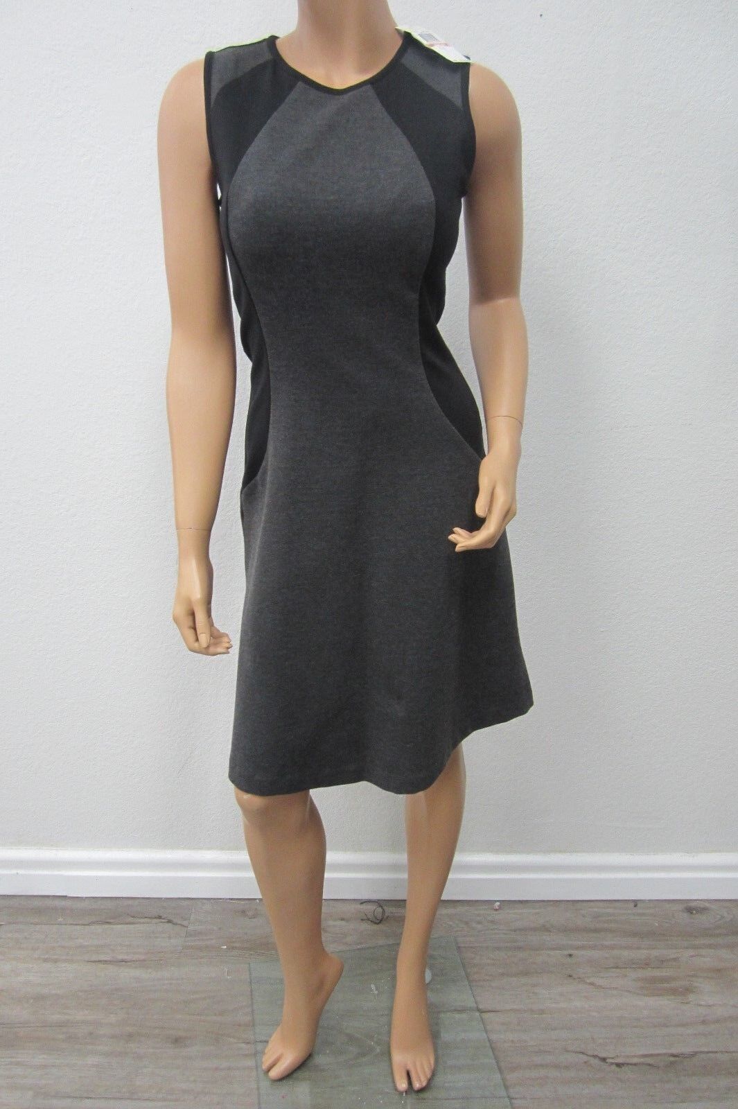 NWT Michael Kors Dress Black/Charcoal Sleeveless Dress Back Zip Size 2