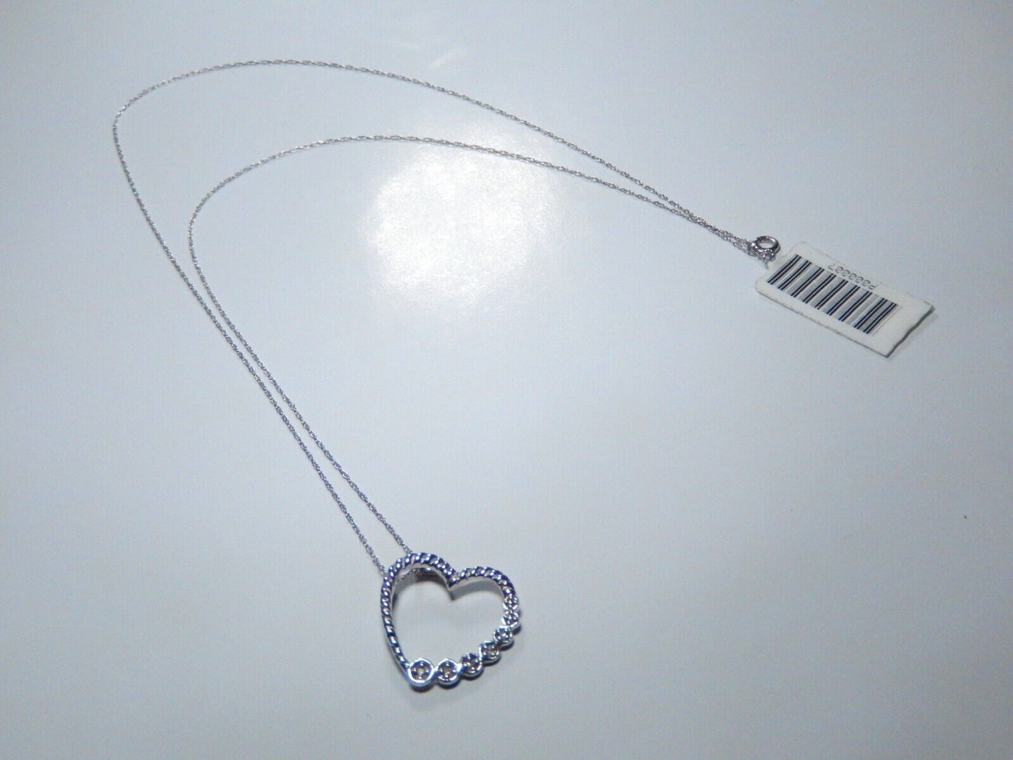 *NWT*  1/10 cttw Diamond Curved Heart Pendant Necklace in 10K White Gold, 18"