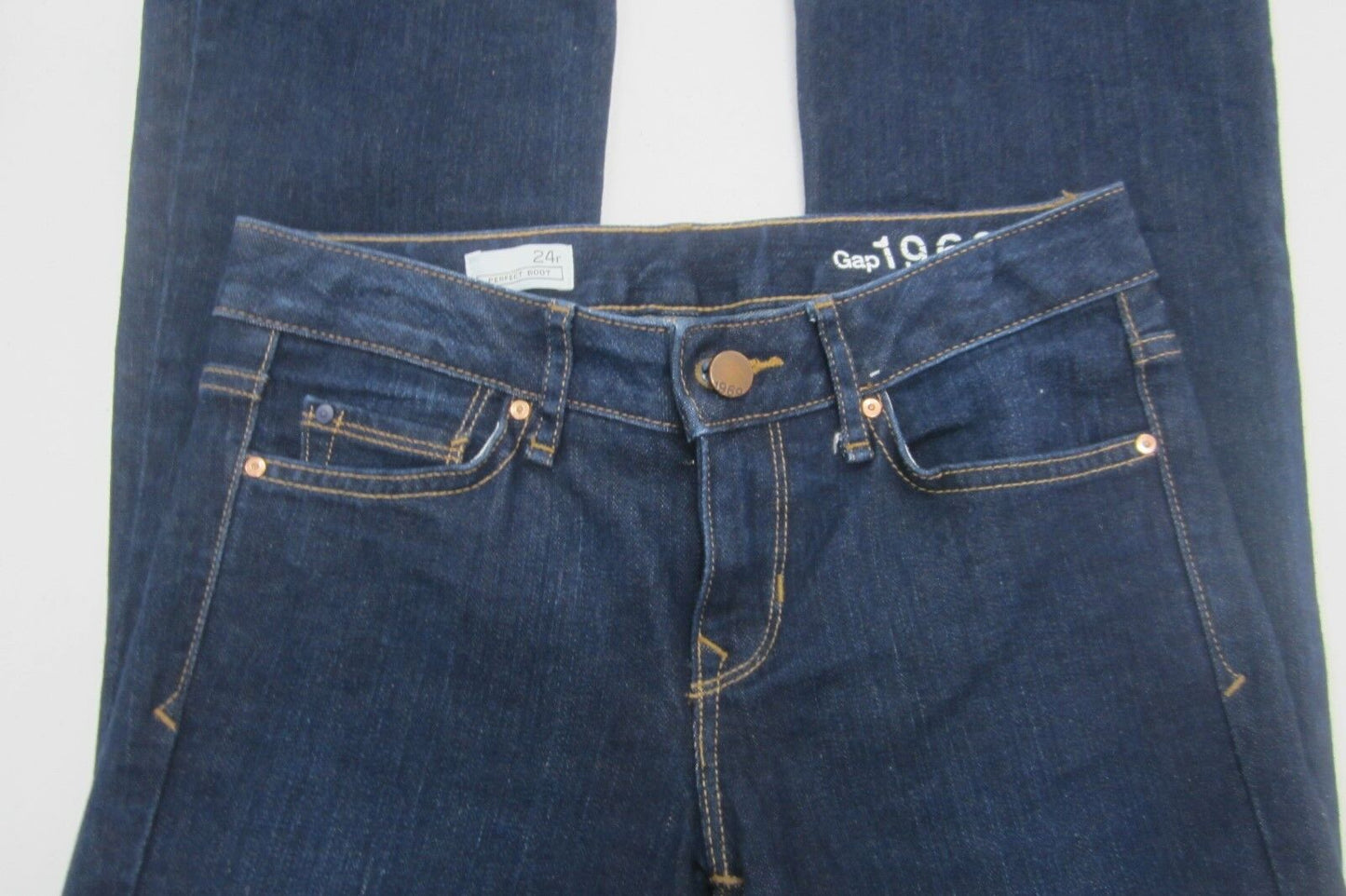 *MINT* Gap 1969 Women's Perfect Boot Bootcut Jeans Dark Blue Mid Rise Sz 24 x 33