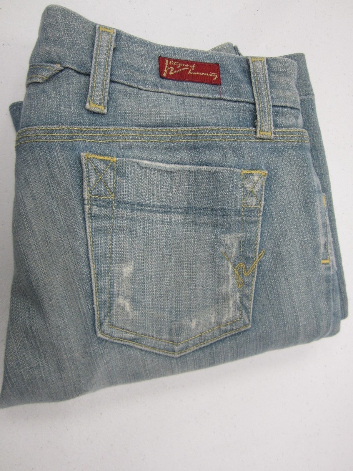 Citizens of Humanity by Jerome Dahan Distressed Cropped Capri Light Wash Sz 26