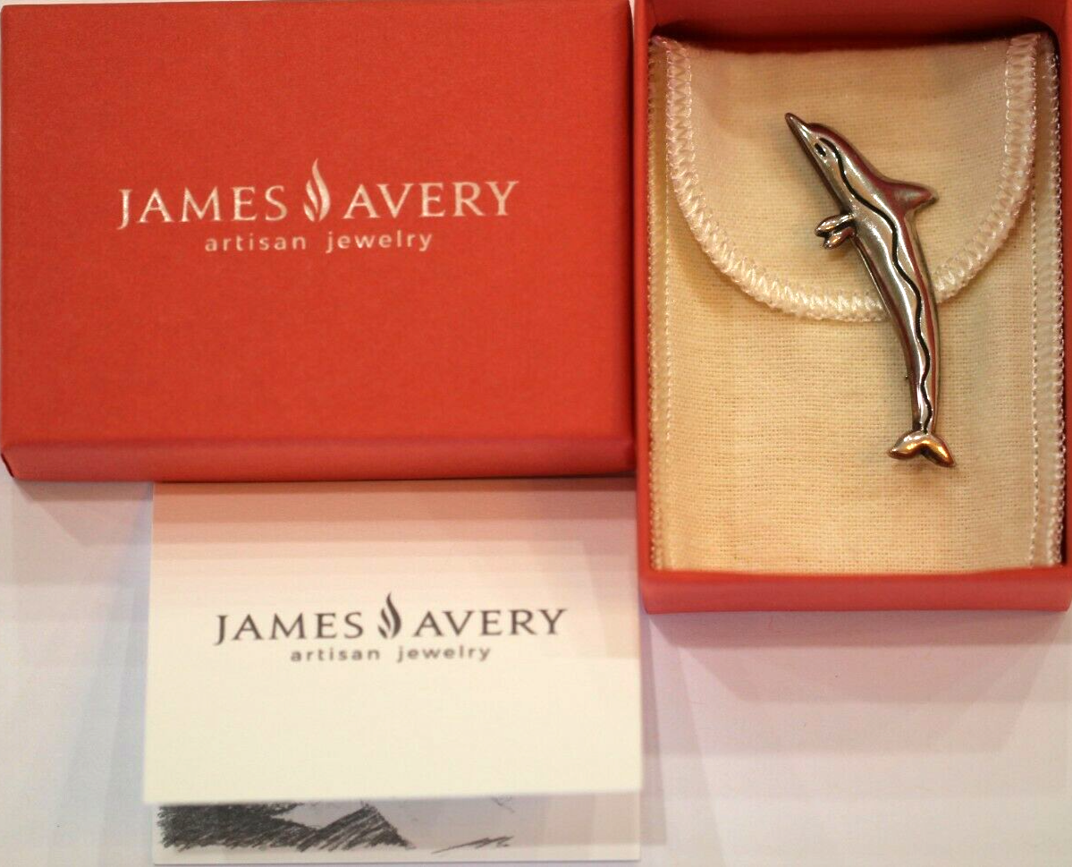 *RETIRED - R A R E*  James Avery Sterling Silver Dolphin  Ocean Beach Pin Brooch