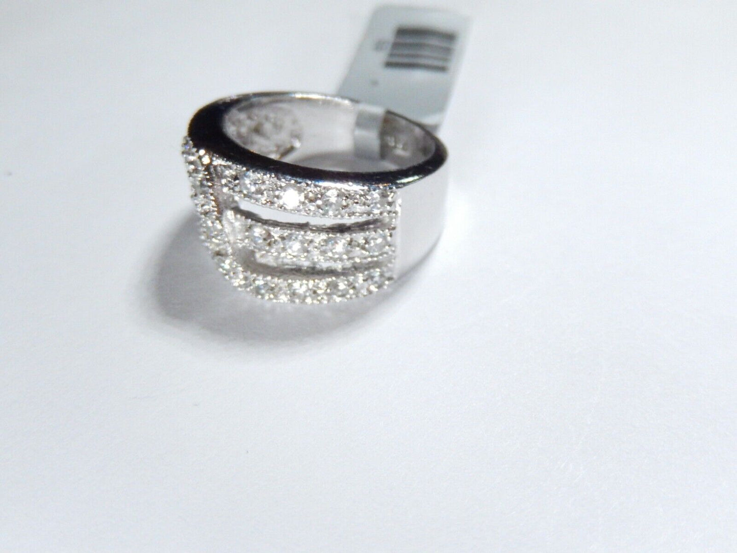 *VINTAGE*  Sterling Silver .50 CT Pave CZ Cluster 11 mm Wide Band Ring Sz 5.75