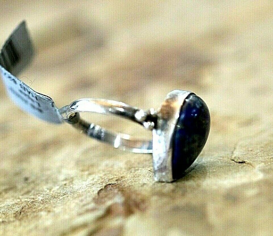 * VINTAGE*  STERLING SILVER NAVAJO NATIVE AMERICAN MADE LAPIS RING SZ 7.5