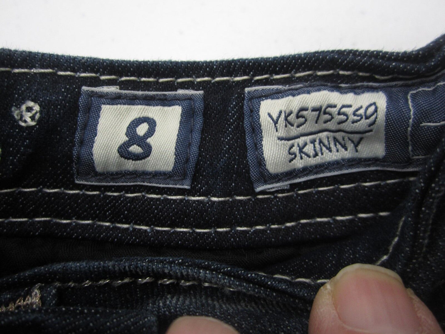 NWT Miss Me Junior YK5755SG Girls Cute Skinny Dark Blue with Crystals Size 7x25