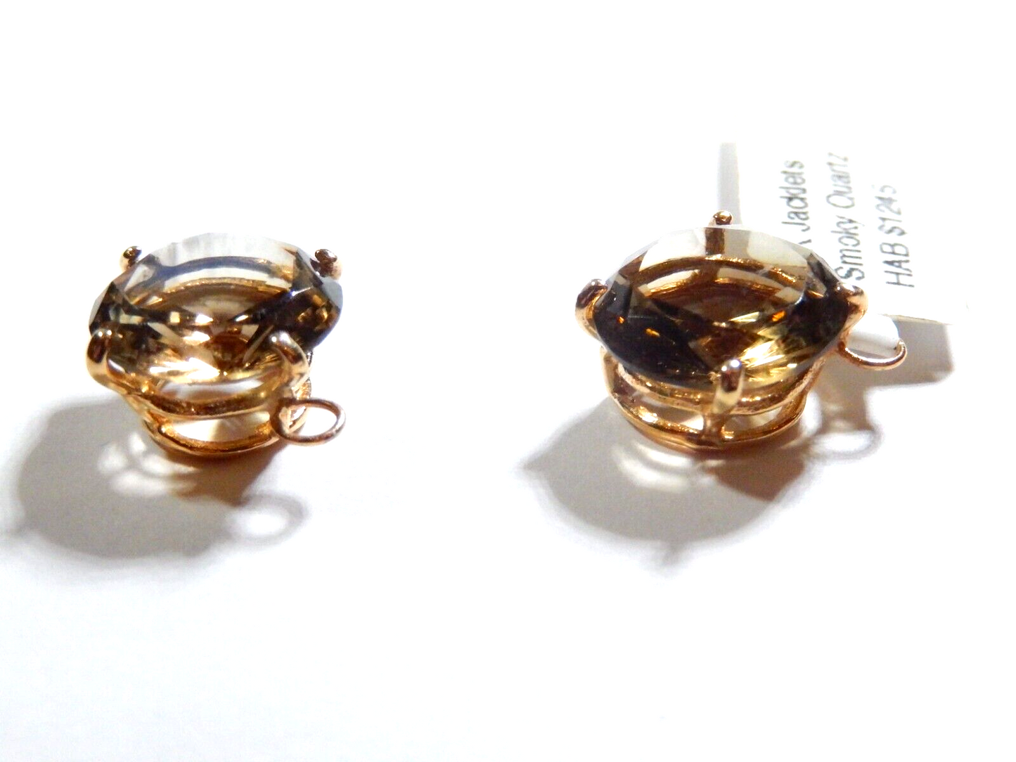 *NEW* 14K Yellow Gold 12 CT Smoky Quartz Jackets for Stud Earrings