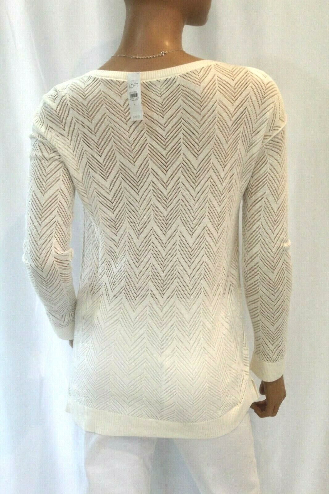 *NWT* LOFT Ann Taylor Womens Cream Long Sleeve Pullover See Thru Knit Top Sz S
