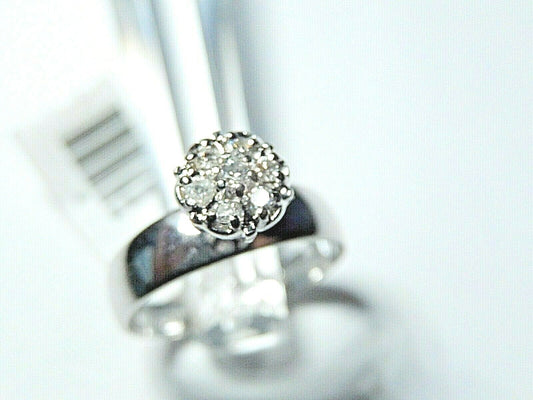 *NWT* 14K White Gold 4.5mm .25CT Seven Diamond  Engagement Wedding  Ring Sz 6.25