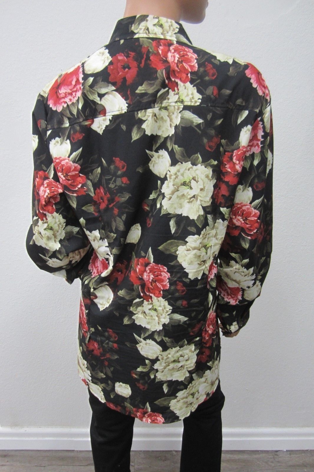 *NICE*  MYMSTORM  Men's Long Sleeve Flower Shirt Size XL