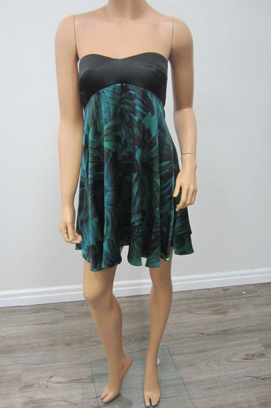 VERY NICE BEBE Silk Strapless Back Tie Mini Cocktail Dress Party  SZ M