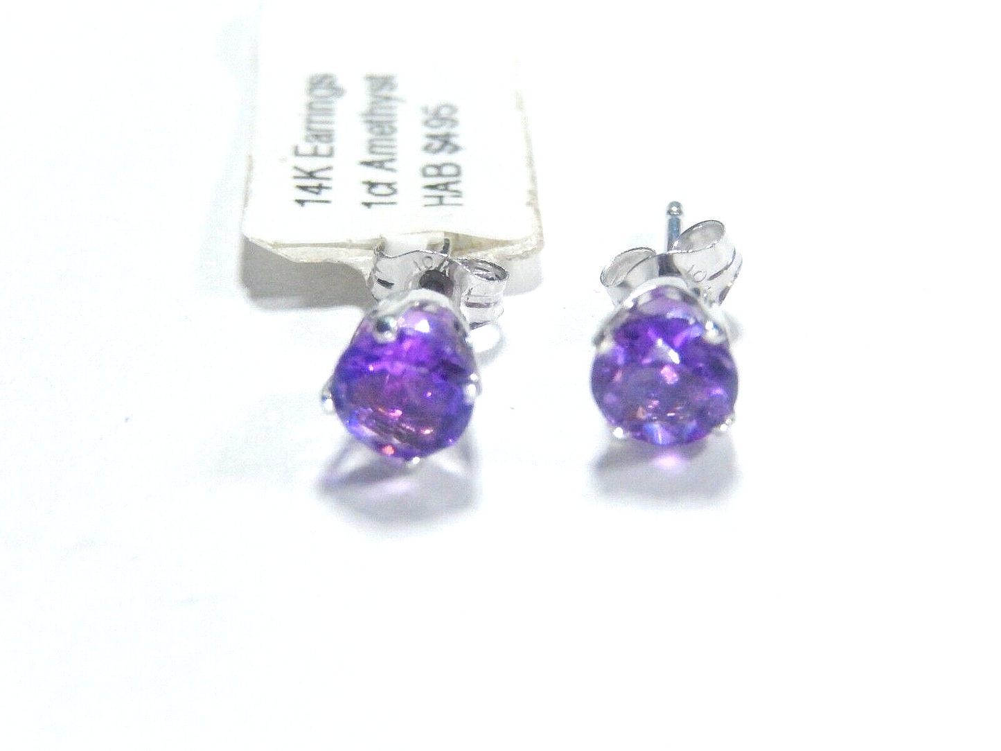 14K White Gold 1.00 CT TW Amethyst Stud Earrings