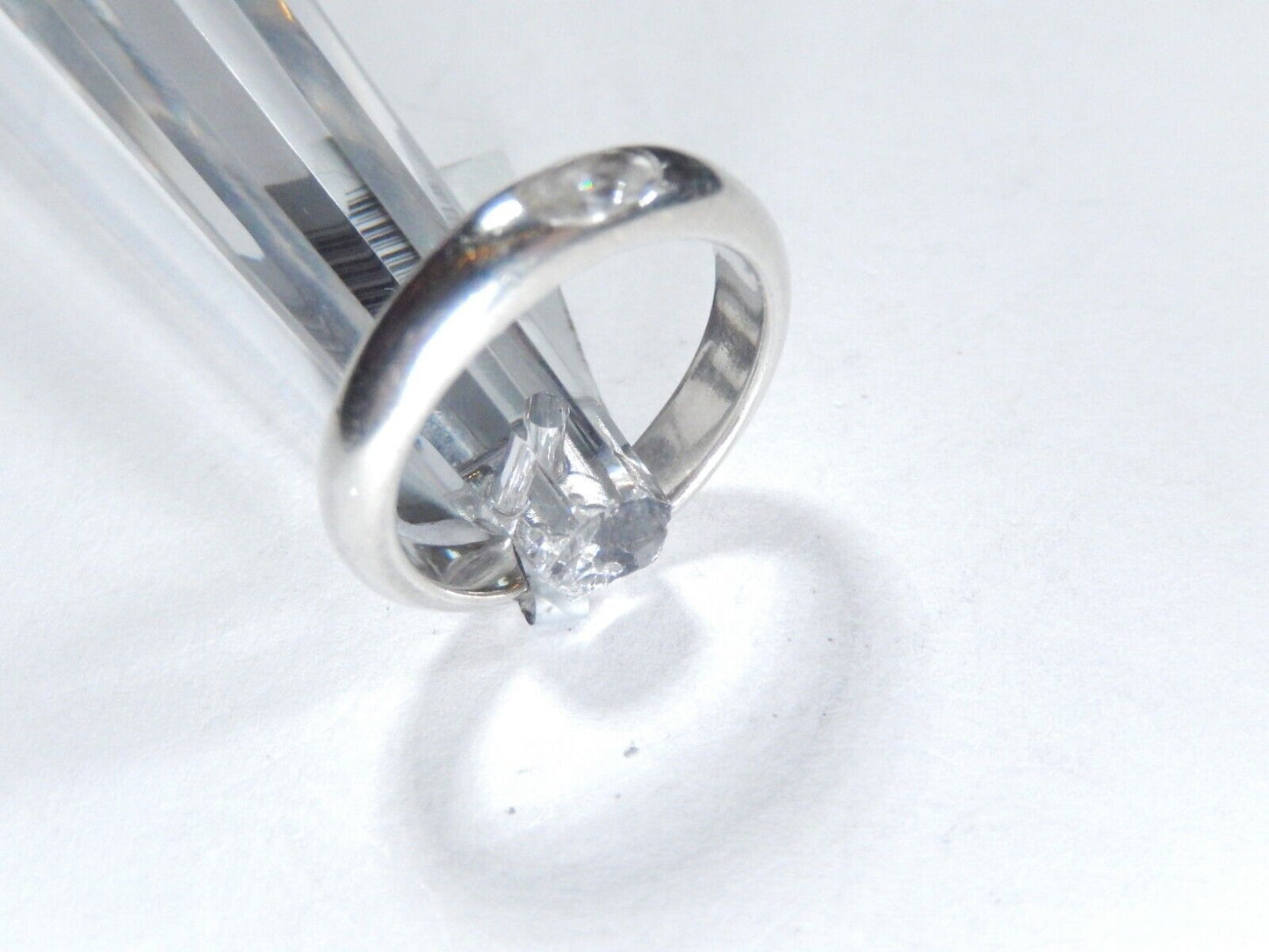*VINTAGE*  Sterling Silver 4mm Heavy  Cubic Zirconia CZ Band RING Size 7.5