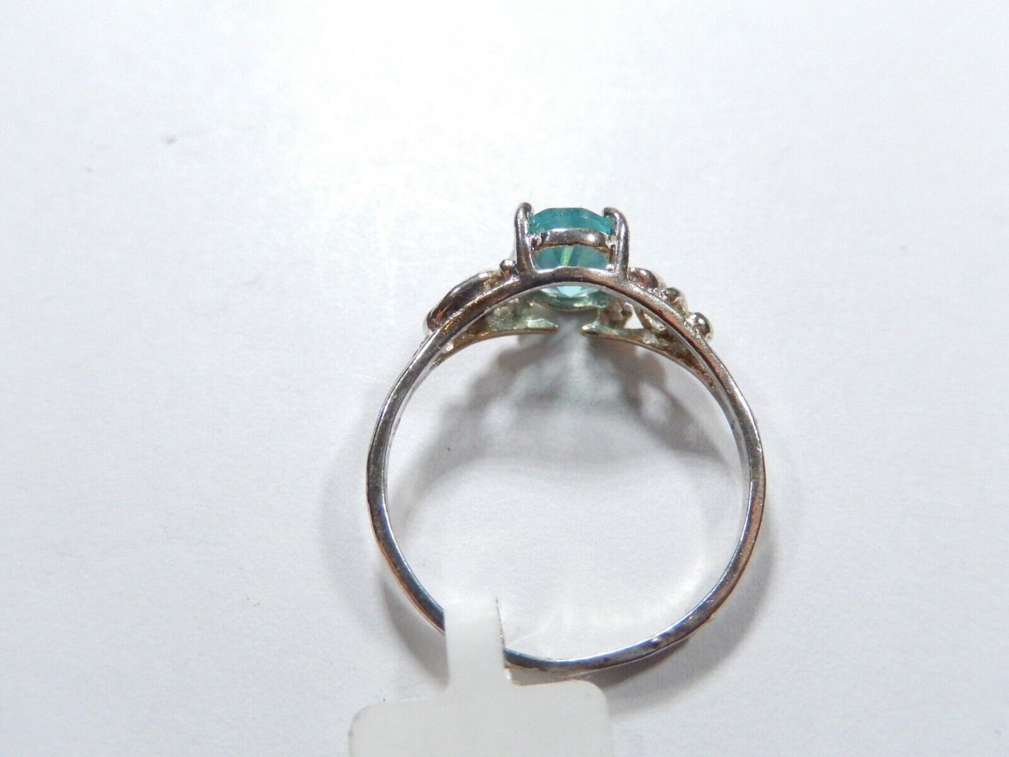*VINTAGE* 1.25 CT Natural Blue Topaz Solid Sterling Silver Filigree Ring Sz 7.5