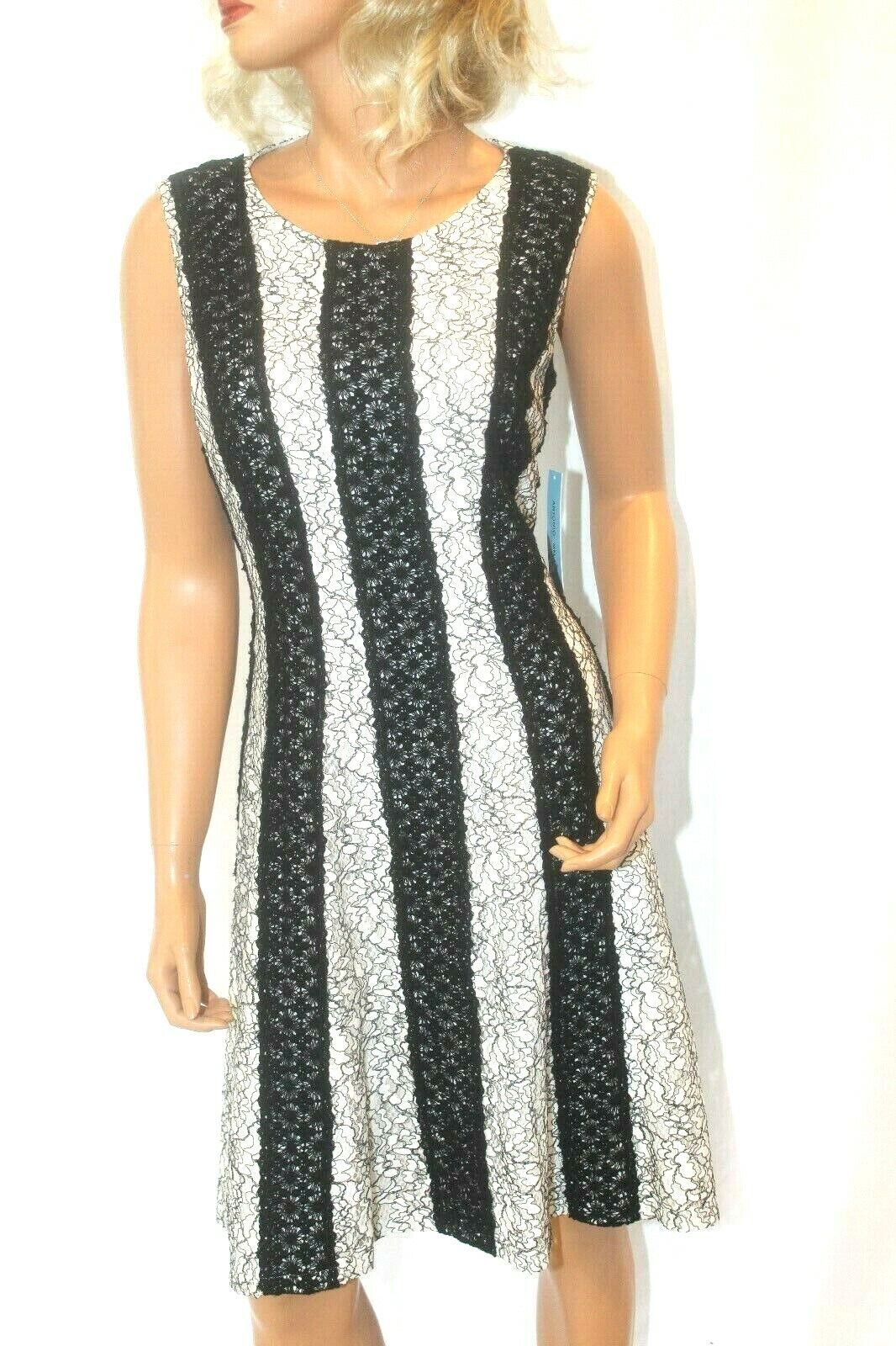 *NWT* $169. Antonio Melani Fully Lined Black/White  Lace Dress Size 10 "CUTE"