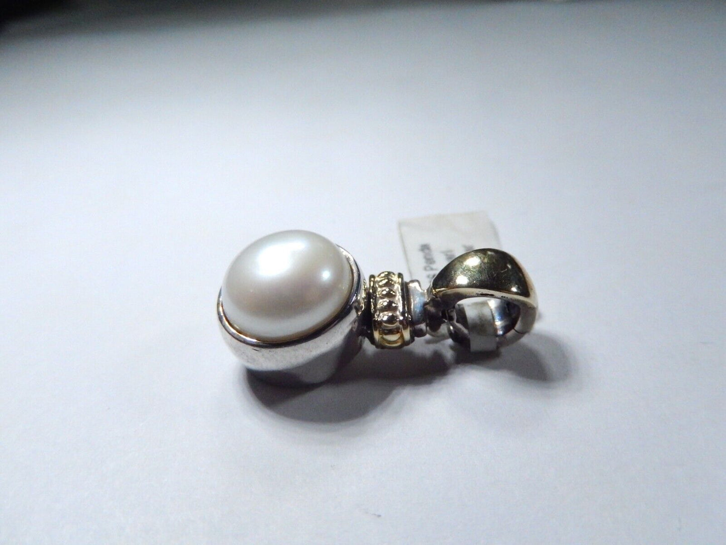 Lagos Caviar Sterling Silver 18k Gold 12mm Pearl Enhancer Open Clip Bail Pendant