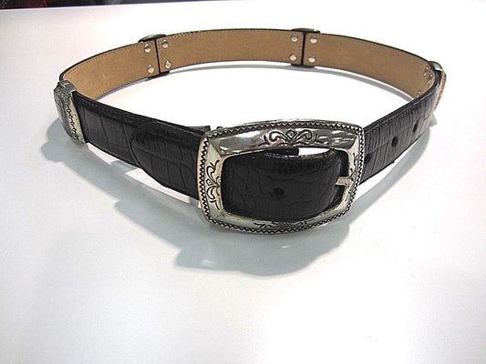VERY NICE1996 BRIGHTON S 23909 BROWN & BLACK  WESTERN STYLE FAUX CROCODILE BELT