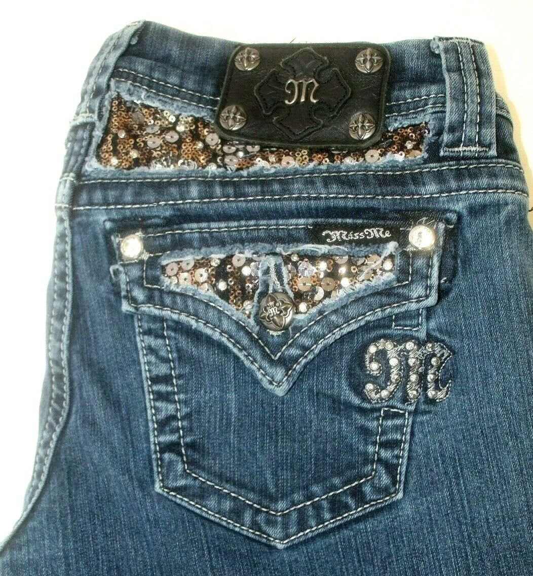 *NWT* Miss Me  Easy Boot Rhinestones & Sequins Bling Jeans Sz 27 x 33