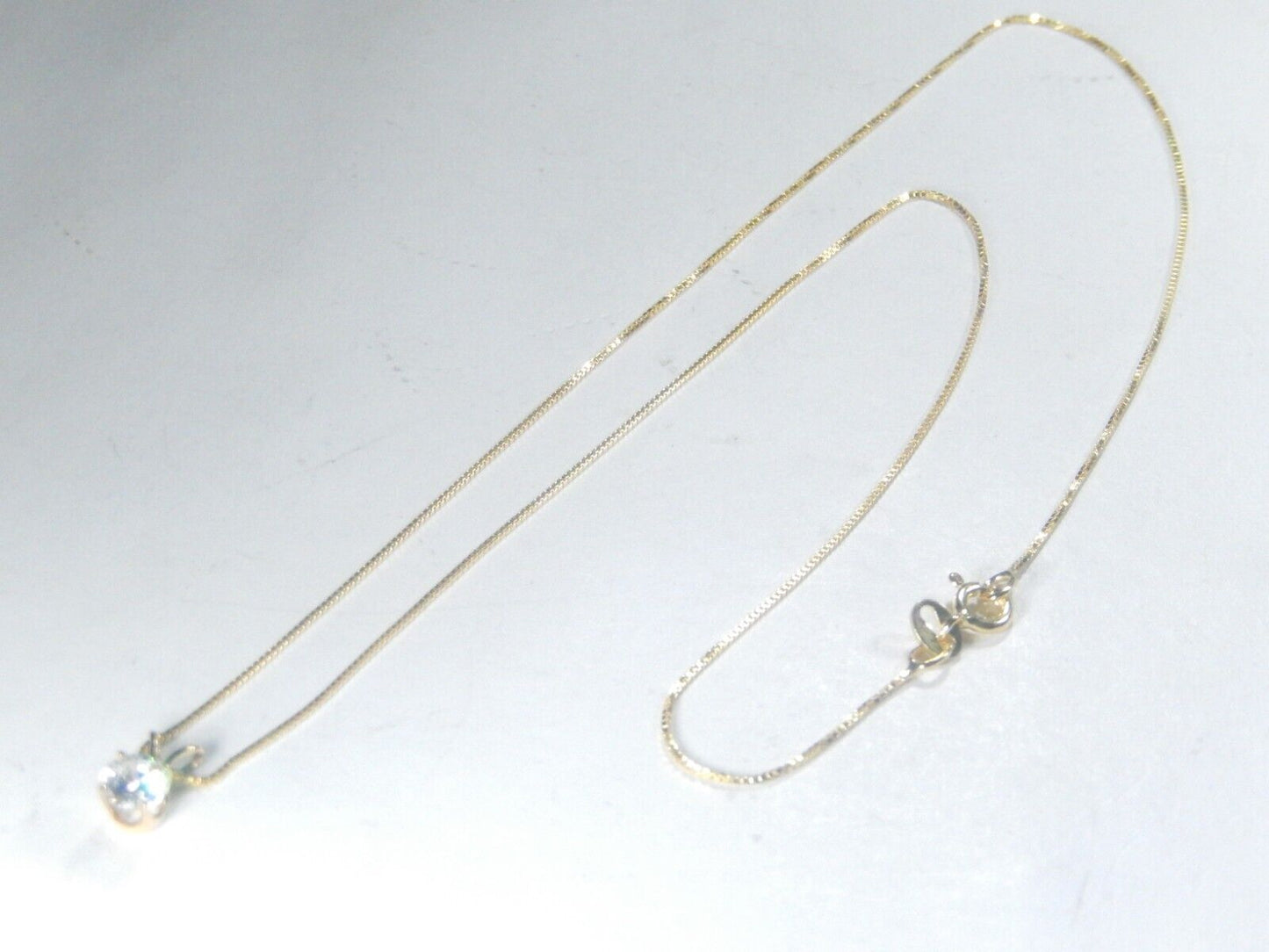 14 Karat Yellow Gold 1/2 Ct Round Cubic Zirconia  Solitaire Pendant w/18"chain
