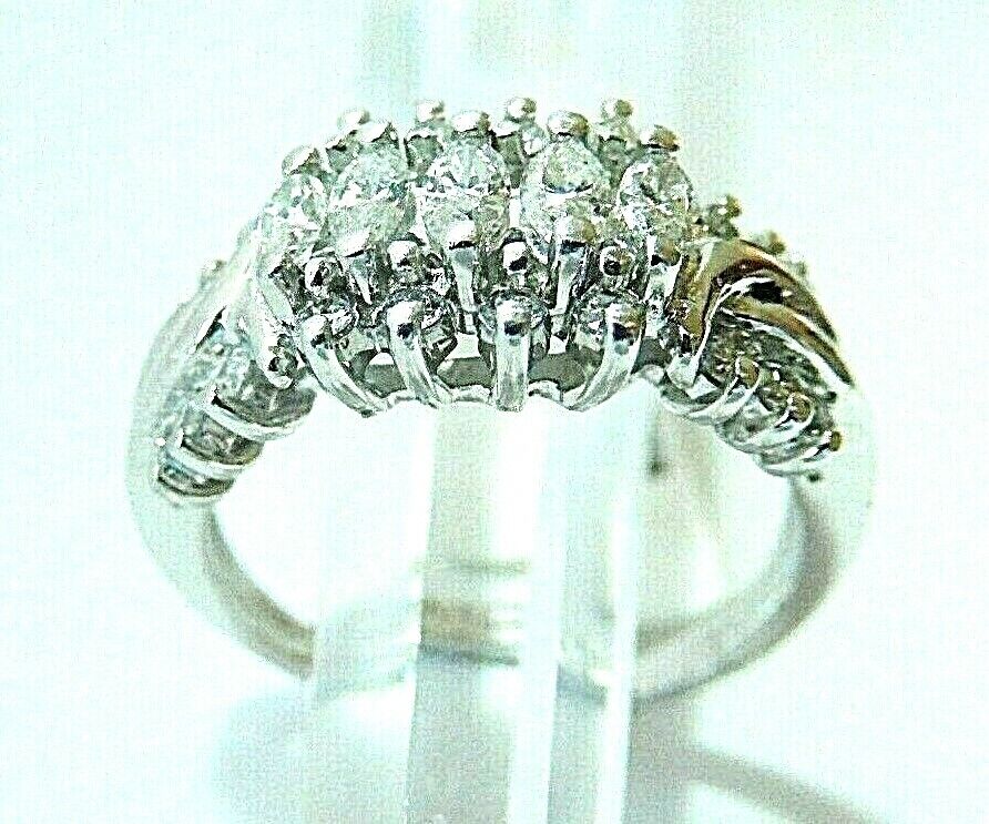 *VINTAGE* 3/4 CT Natural Diamond Engagement/Wedding Ring  14K White Gold Sz 7.5