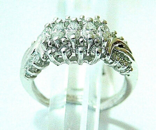 *VINTAGE* 3/4 CT Natural Diamond Engagement/Wedding Ring  14K White Gold Sz 7.5