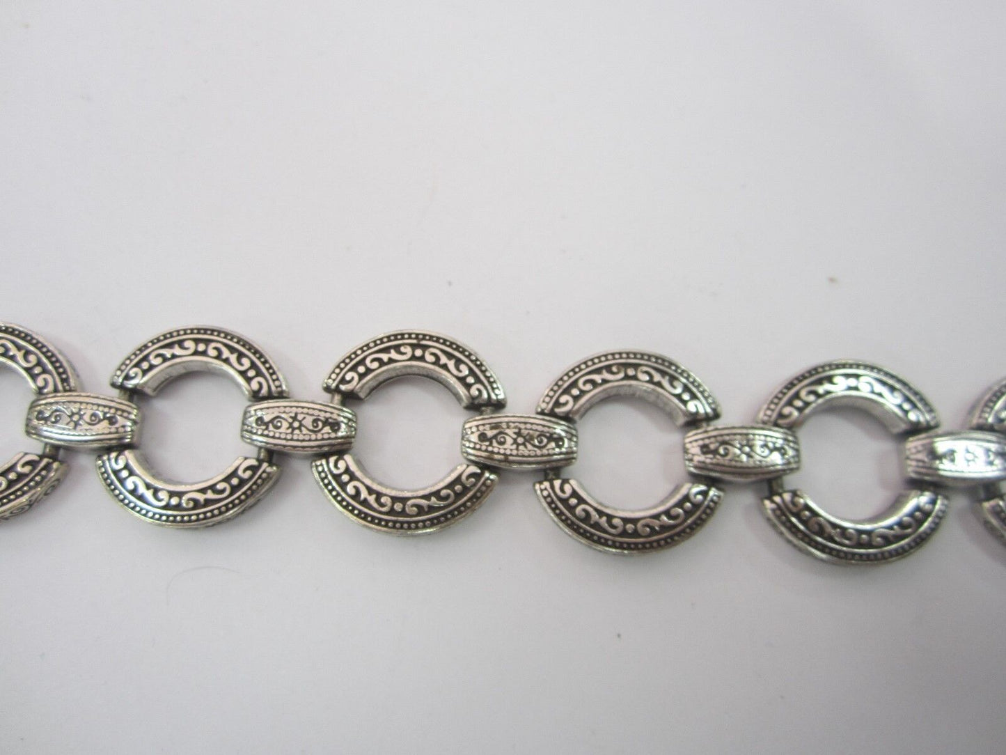 Brighton Central Park silver circle link round etched bracelet 7.5"