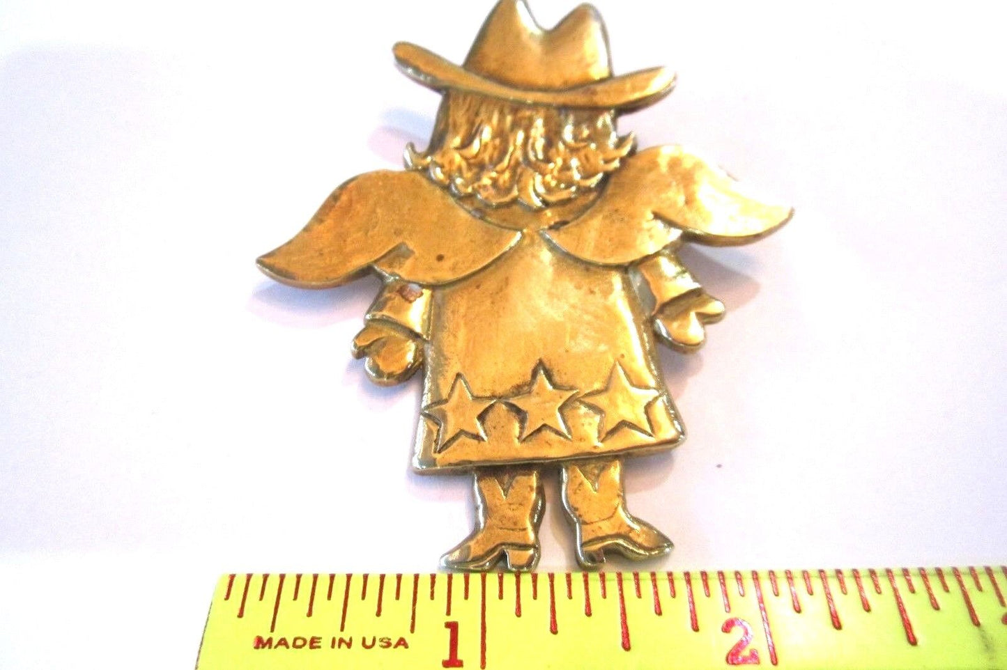 Jeep Collins Brass Large Statement Pendant Women Guardian Angel Cowgirl Jewelry