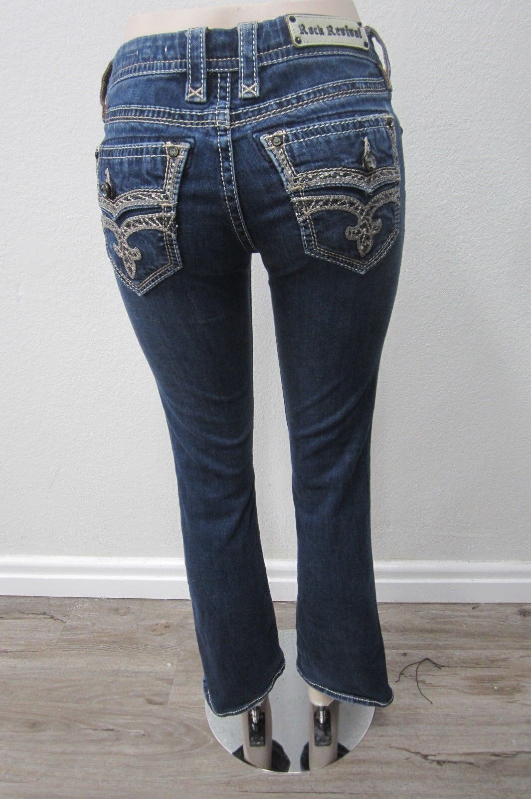 *MINT*  Rock Revival Adorna Boot Stretch Women's Thick Stitch Jeans Size 29 x 30