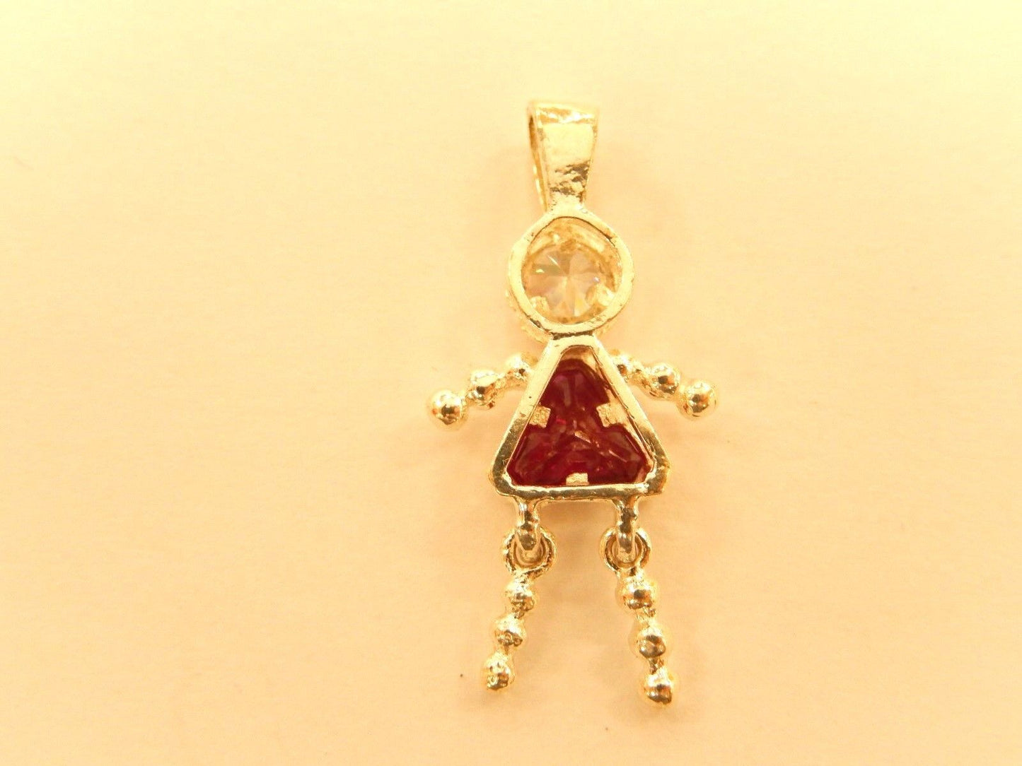 .925 Sterling Silver FEBRUARY RED STONE GIRL BIRTHSTONE BABY CHARM/PENDANT