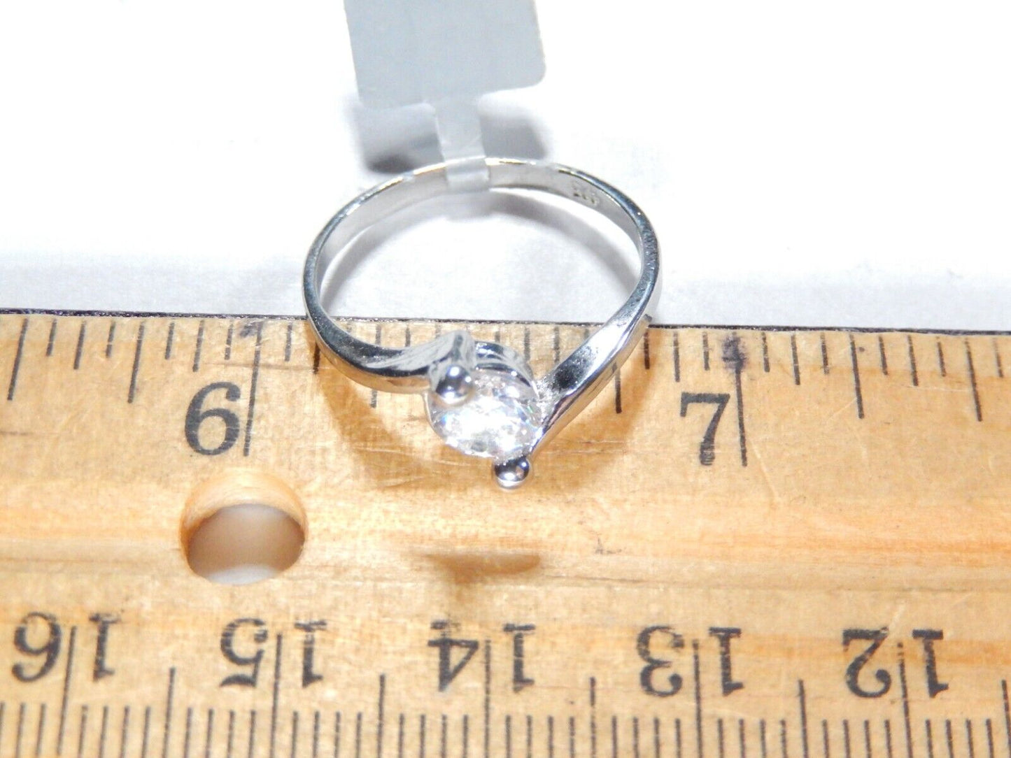*VINTAGE*  Sterling Silver 2/3 CT CZ Solitaire Band Bypass  Ring Size 7