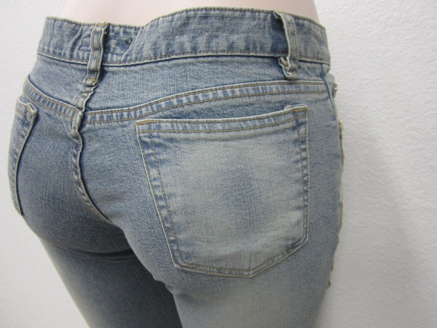 NWOT LUCENT Embellished Beadazzled Light Wash Denim Flare Jeans Sz 15W X 32
