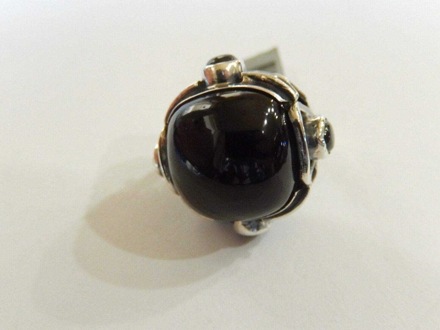 *VINTAGE*  LARGE - Sterling Silver Hand Made Black Onyx Gemstone Ring Size 5
