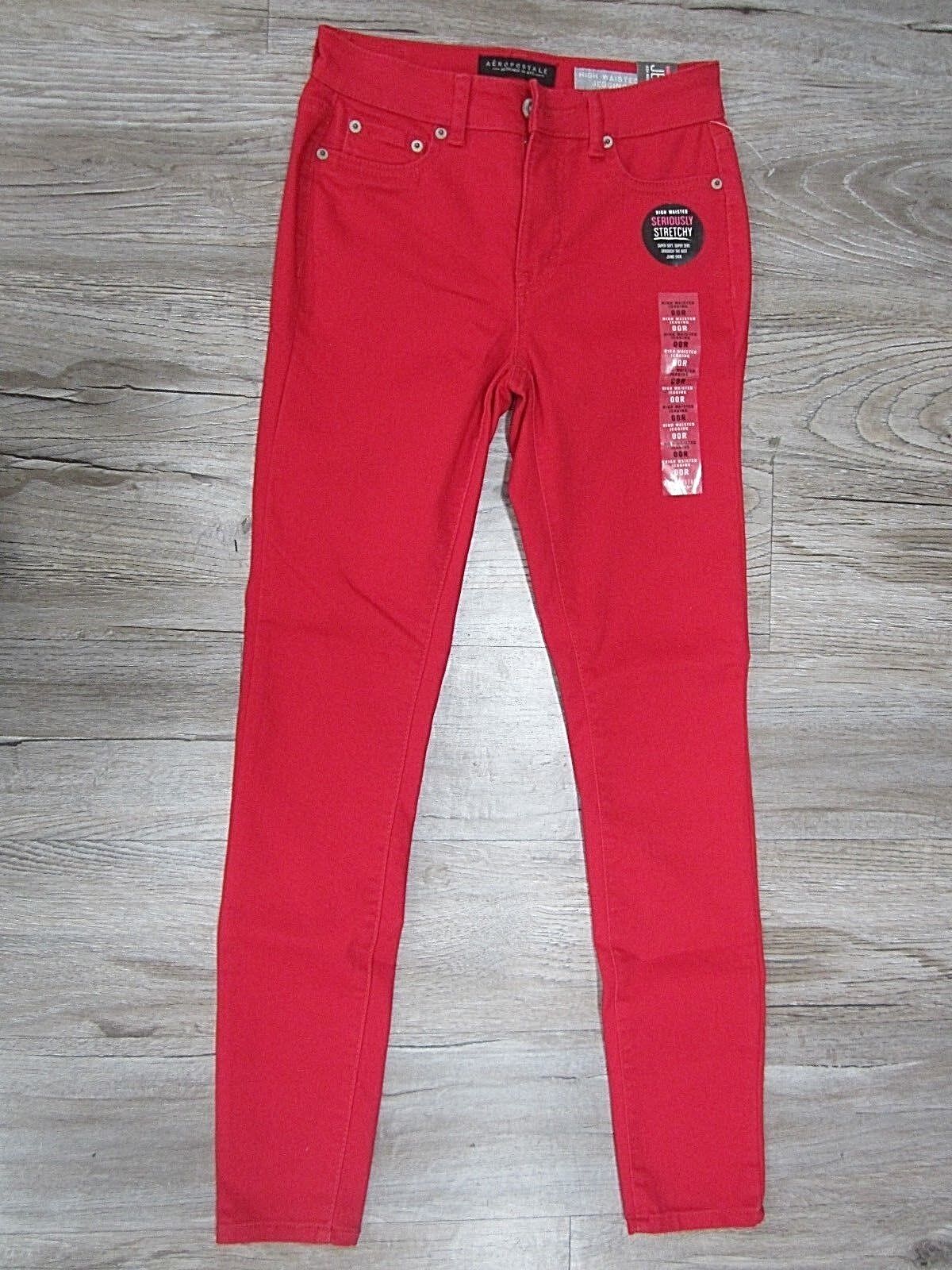 NWT Aeropostale Womens Seriously Stretchy Red Color Wash High-Waisted Jegging 00