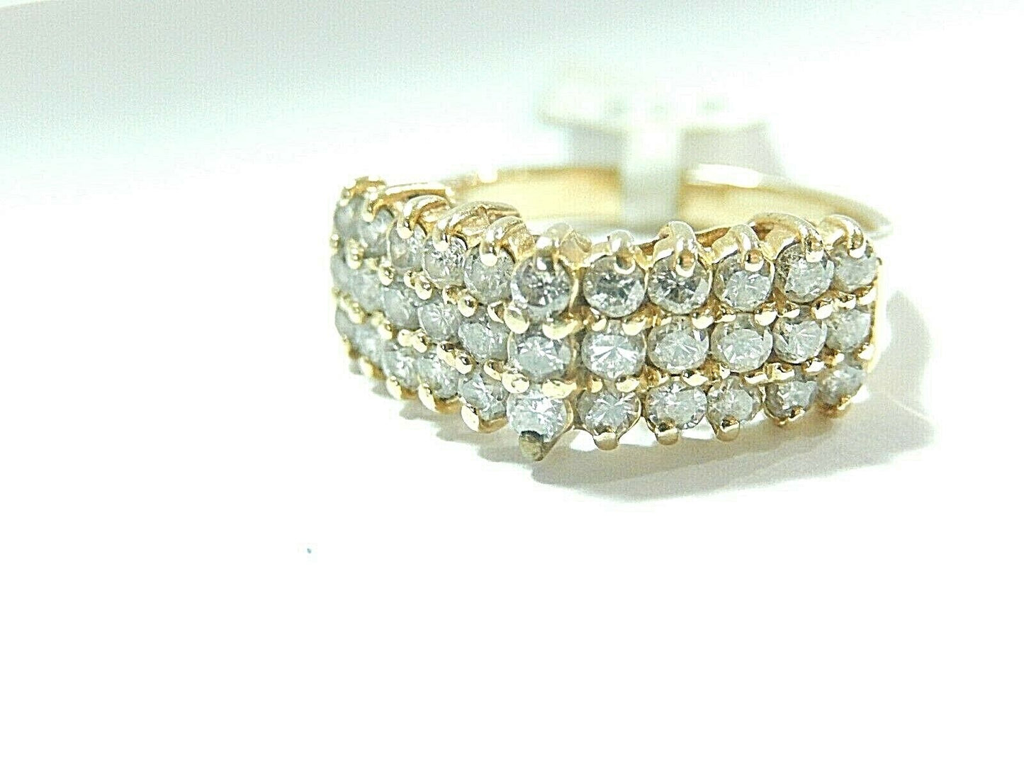*VINTAGE*  LADIES 14K YELLOW GOLD PYRAMID DESIGN 1 CT T.W. DIAMOND RING SZ 8