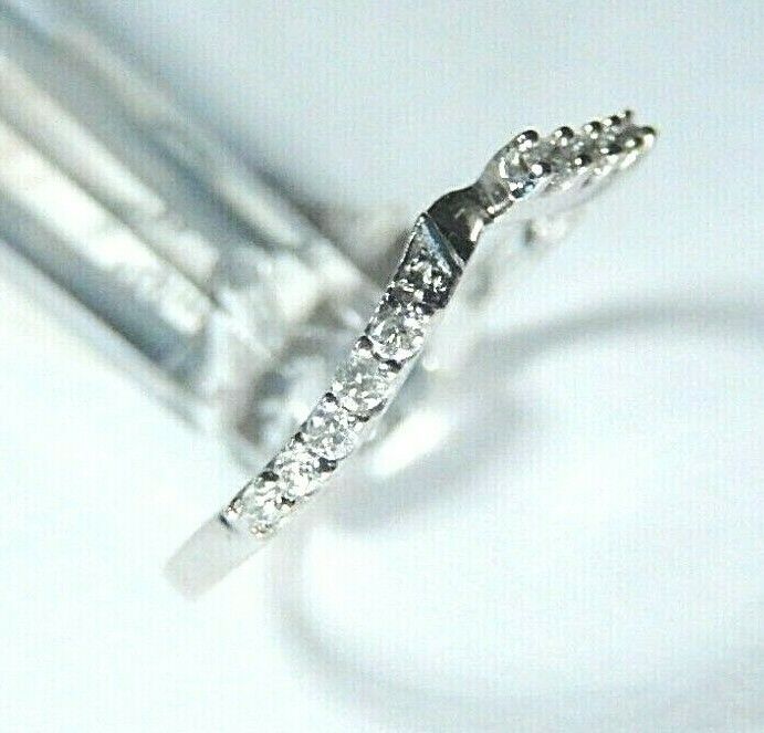 14K WHITE GOLD 9 DIAMOND V SHAPED WEDDING BAND RING Size 7.5