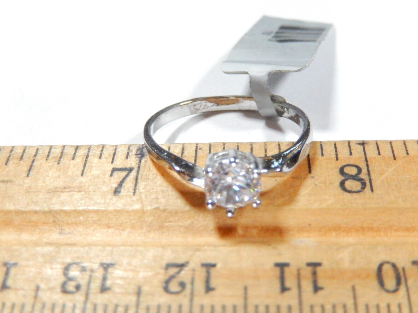 *VINTAGE*  Sterling Silver .75 CT Round Cut CZ Solitaire Ring Size 7.5