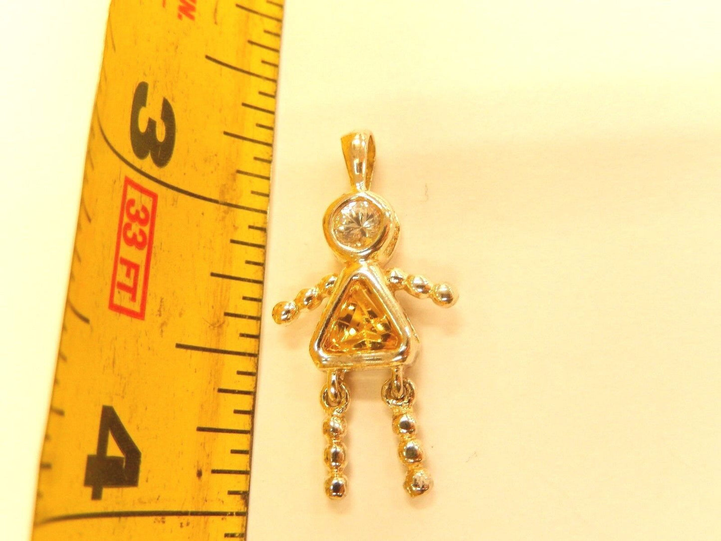 .925 Sterling Silver NOVEMBER YELLOW STONE GIRL BIRTHSTONE BABY CHARM/PENDANT